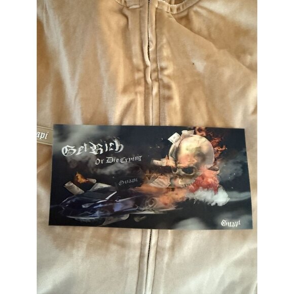 Guapi Rhinestone Skull Velour Full Zip Hoodie Tan Limited Edition Size XXXL NEW - Picture 8 of 9